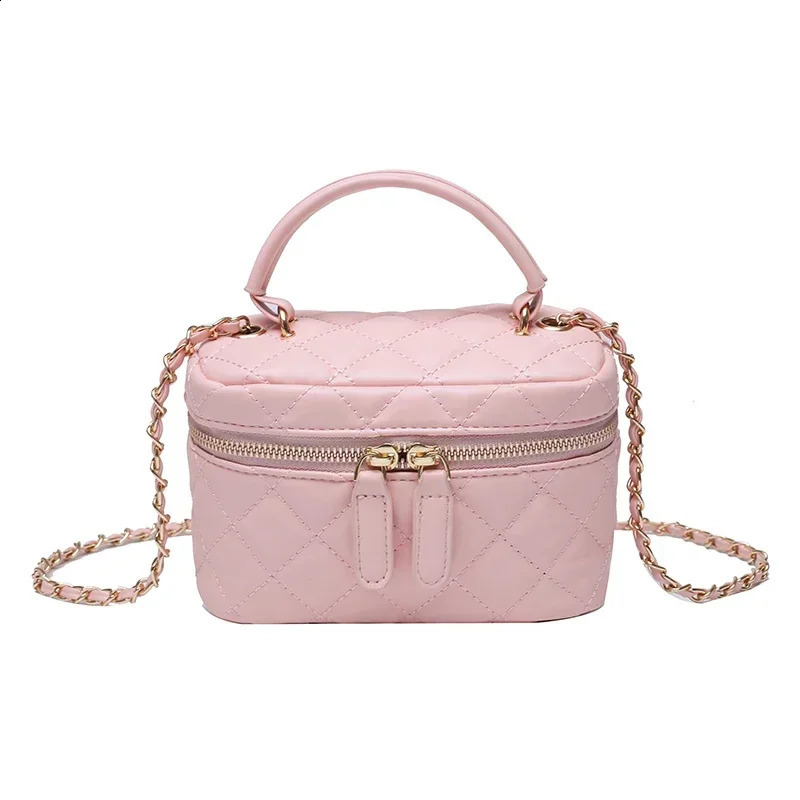 Selling Sewing Thread Fashionable Pu Womens Shoulder Bag Summer Handbag Small Lightweight Box Bucket 240805