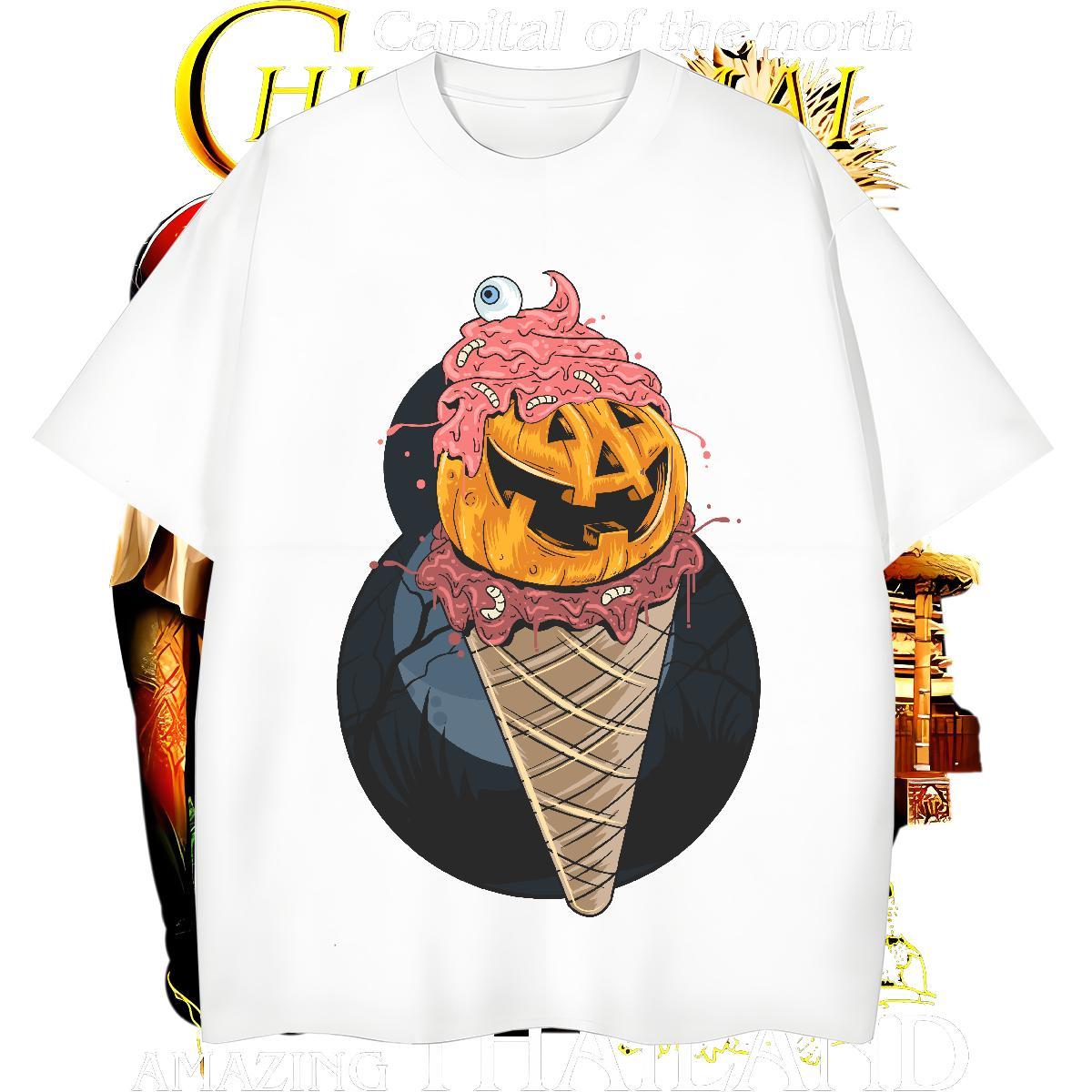 Wholesale Men Tops Tees 230g 100% Cotton pumpkin T-Shirts for Men Sports Casual Breathable Oversized Designer Fashion Clothes