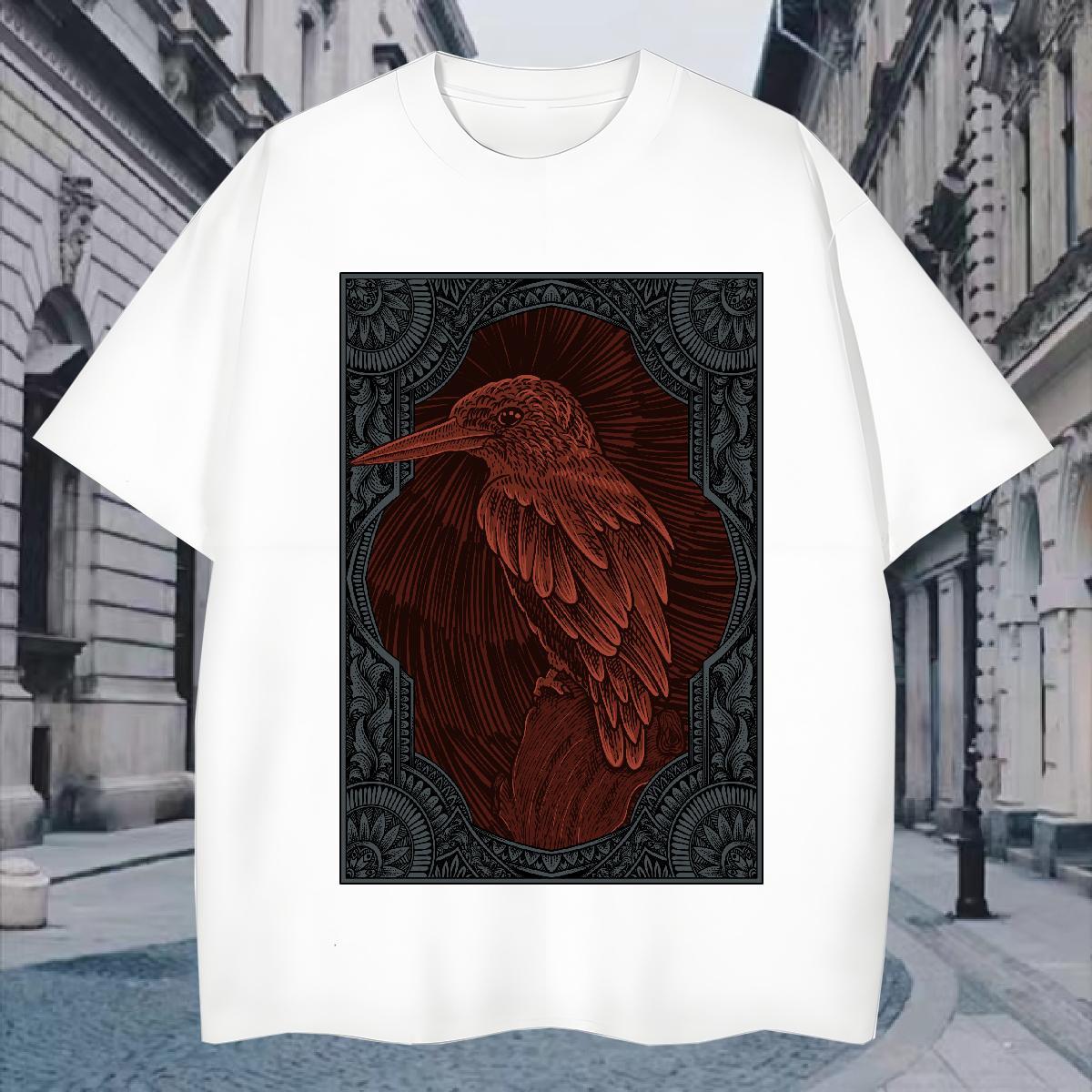 T-Shirts 230g Pure Cotton eagle Daily Outfit O Neck Short Sleeves Custom Cartoon Tshirts Wholesale Cool Design Tees Shirts