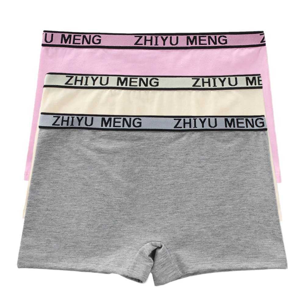 3 pieces of big girl underwear mid waist student underwear solid color teenage underwearW240715