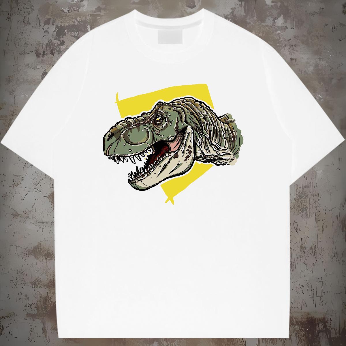 T Shirts Men 230g Cotton dinosaur Street Pure Cotton Oversized 3XL 4XL Men Tshirts Custom Cool Wear
