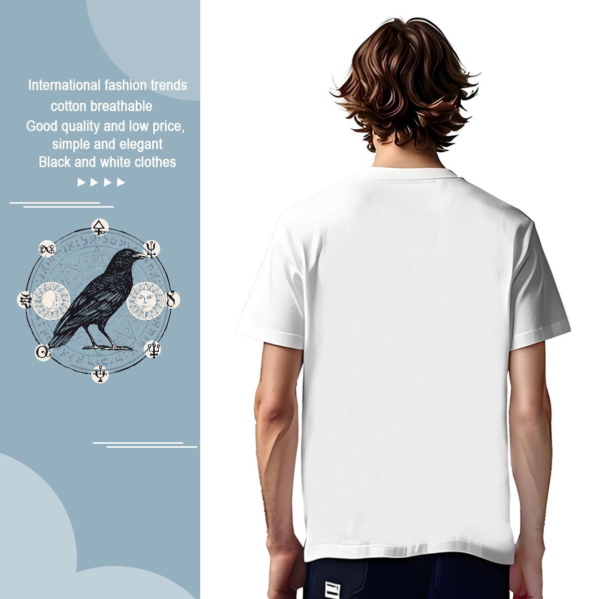 Wholesale Men Tees 100% Cotton 230g bird Man T Shirts Spring Summer Pure Cotton Black White Customized Wear