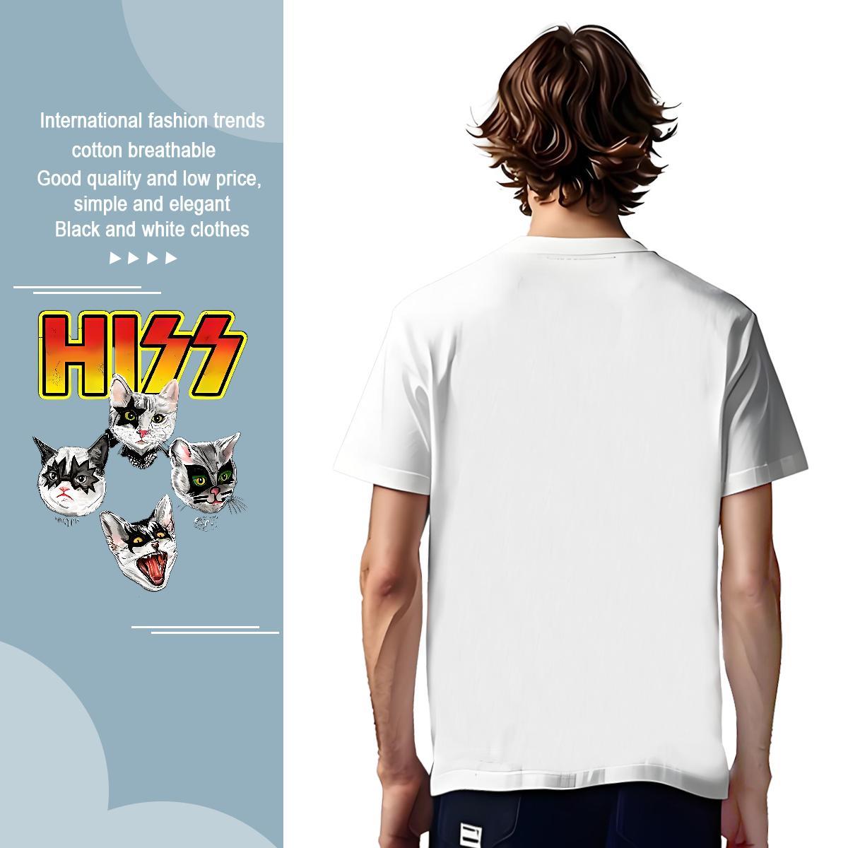 TOP Quality Tshirt for Man Woman 100% Cotton 230g cat Men T Shirts Casual Daily Wear Breathable Short Sleeve Oversized 3XL 4XL DIY Top Tees