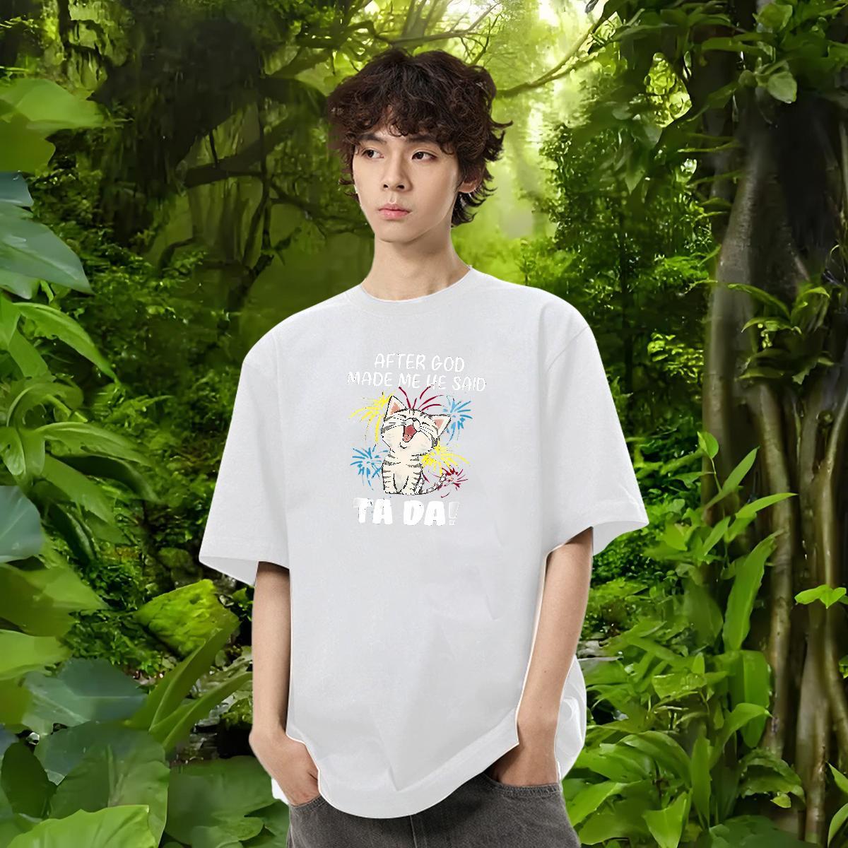 Custom T Shirt For Man 100% Cotton 230g cute Anime Printing Street Tops O Neck Short Sleeves Popular Men Clothes T-Shirt Customized