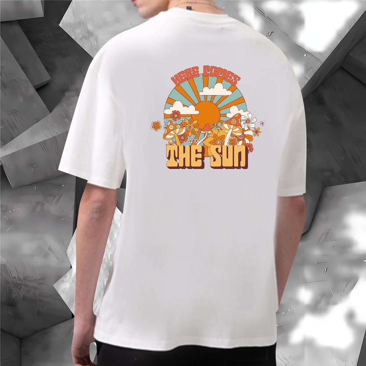 New Arrival T Shirts Men 230g Pure Cotton mushroom Anime Printing Street Clothings Crew Neck Comfortable Men Clothes T-Shirt Plus Size Custom