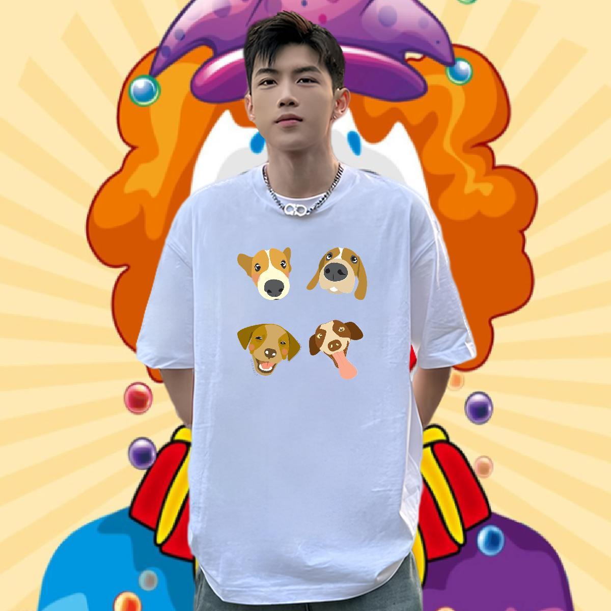 Fashion Casual T-Shirts for Men 230g 100% Cotton dogs Daily Outfit Tees Shirts Breathable Short Sleeve Designer Tshirts Skull