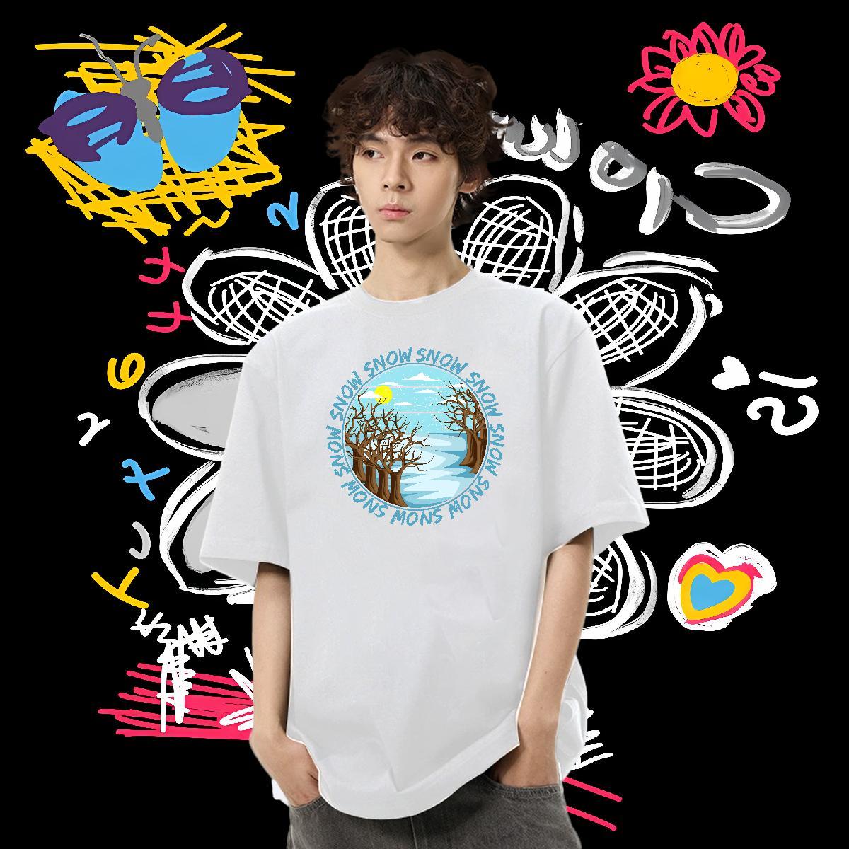 Factory Direct Man T Shirts 100% Cotton 230g tree Hip Hop Street Clothings Breathable Short Sleeve Designer Mens Tshirts Black White