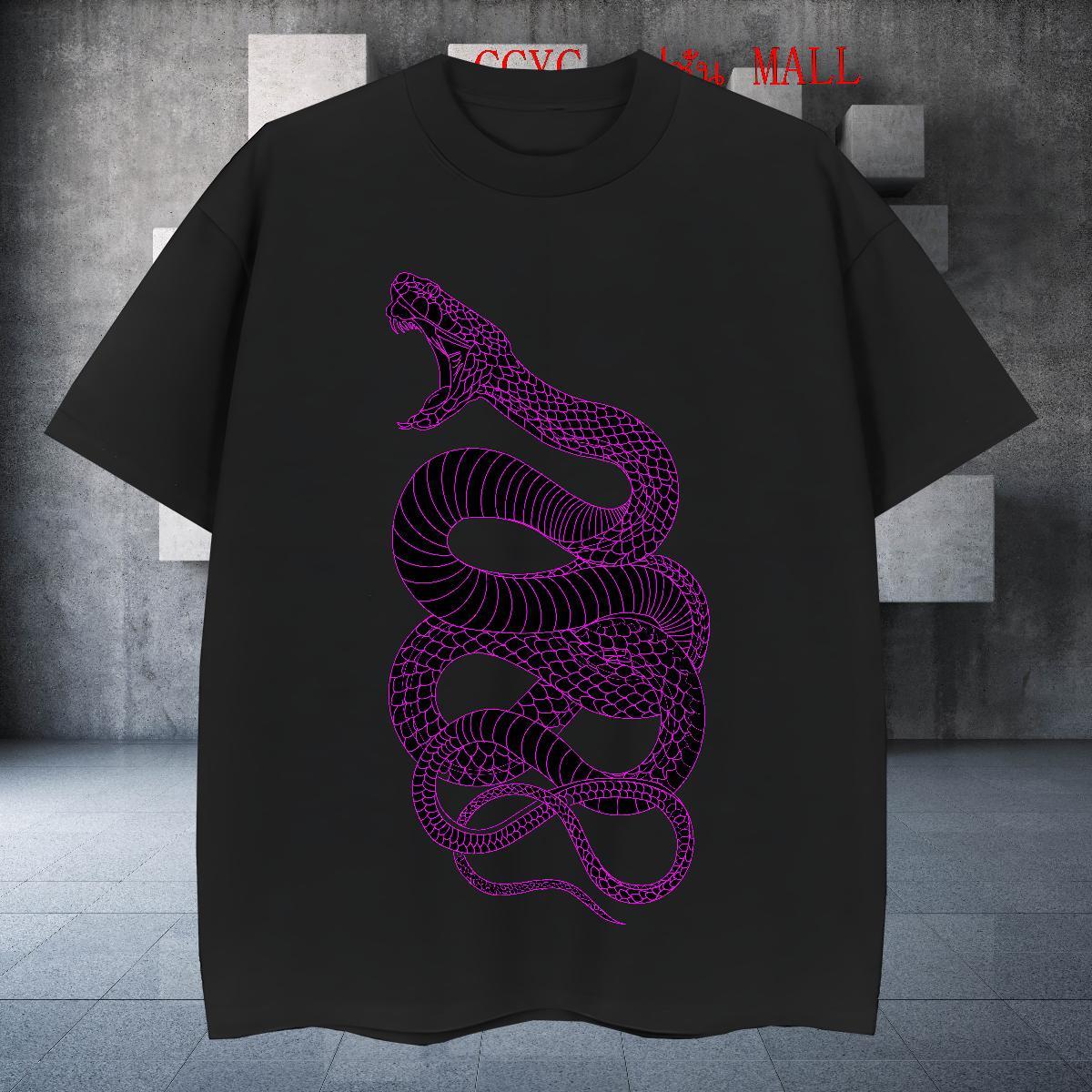 Cool Mens Tshirts 230g Cotton Spring Summer snake DIY Anime Pure Cotton 2024 DIY T-Shirts for Men Polos