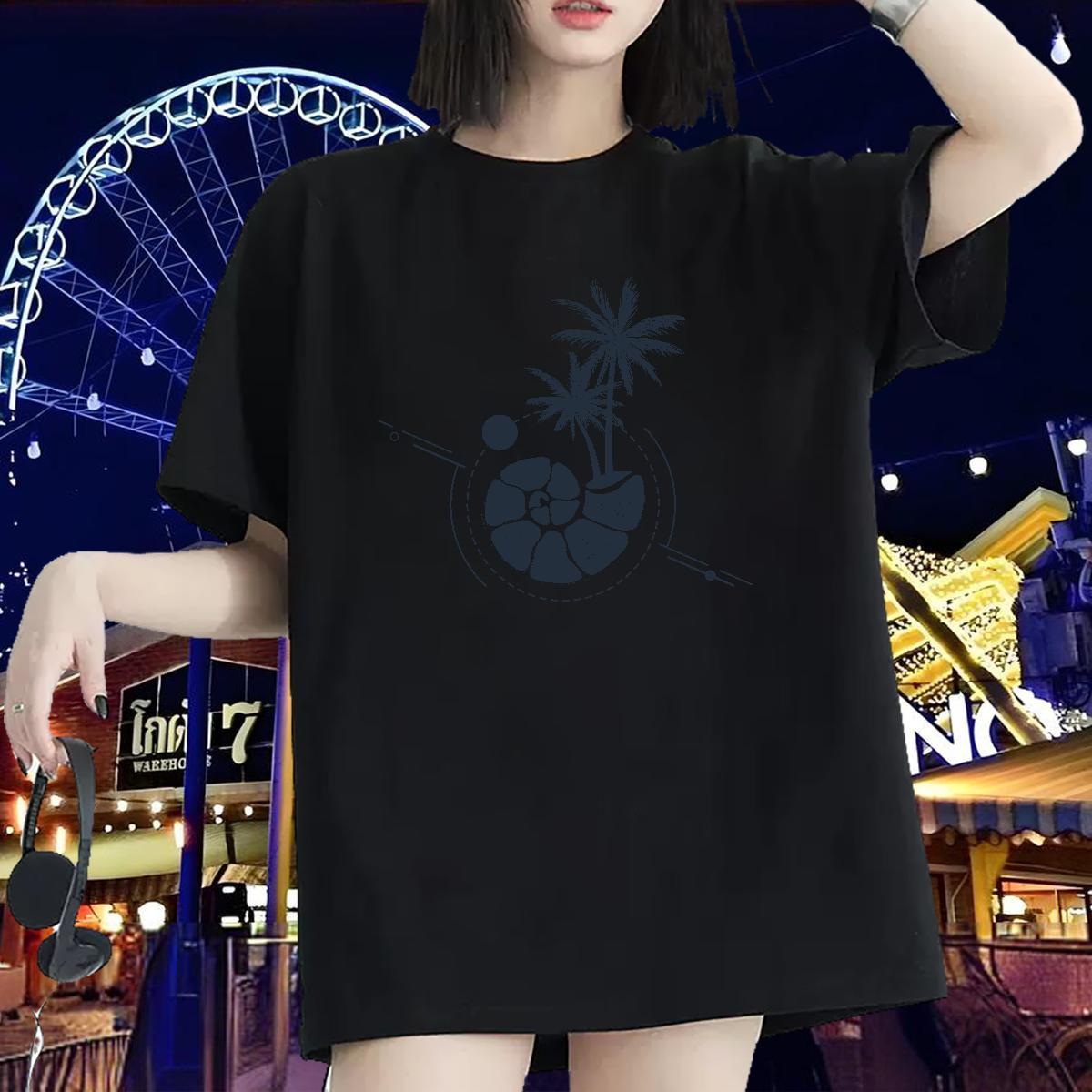 Loose Woman T Shirts Short Sleeve O-Neck Lady T shirt Skull tree Sports Casual 230g 100% Cotton Fashion New Clothes