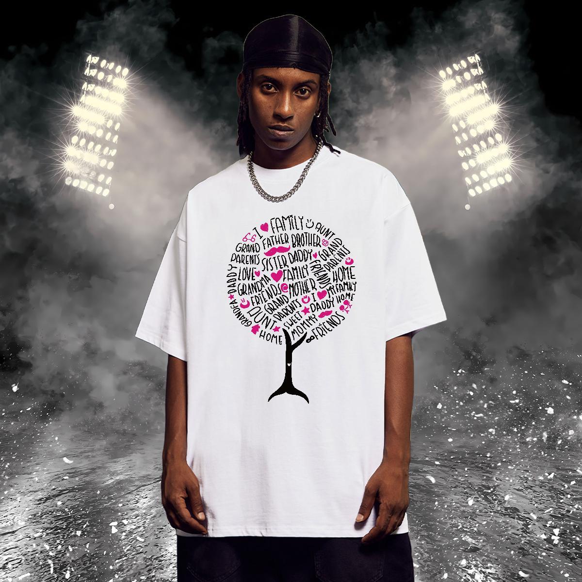 T Shirt For Man 230g Cotton tree Hip Hop Street Crew Neck Floral Print Couples T Shirts Classic TOP Quality Tshirts