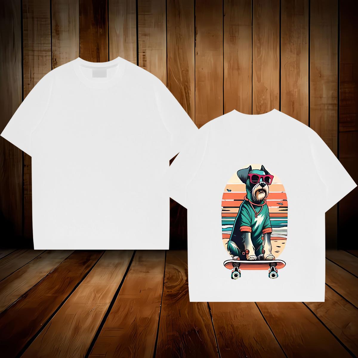 2024 Men T Shirts 230g Cotton dog Summer Casual Tshirts Breathable Short Sleeve Classic Men Tshirts Oversized