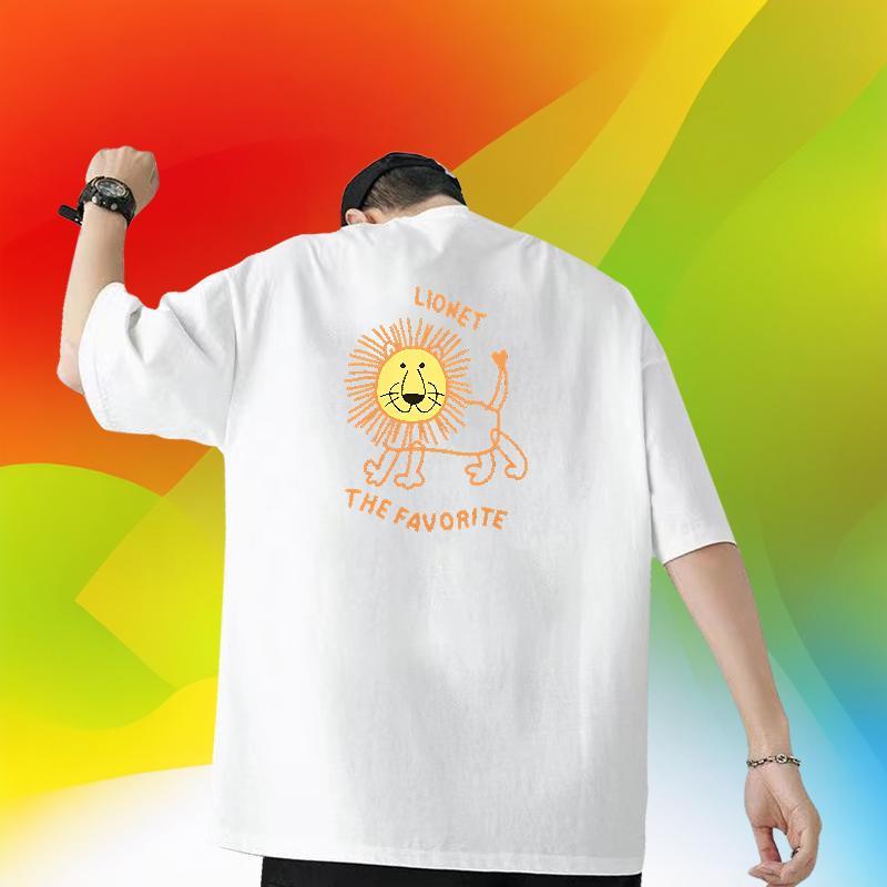 2024 Designer T Shirts Men 230g Cotton lion Beach Top Tees O-Neck Short Sleeve Brand Mens Tshirts Custom Anime