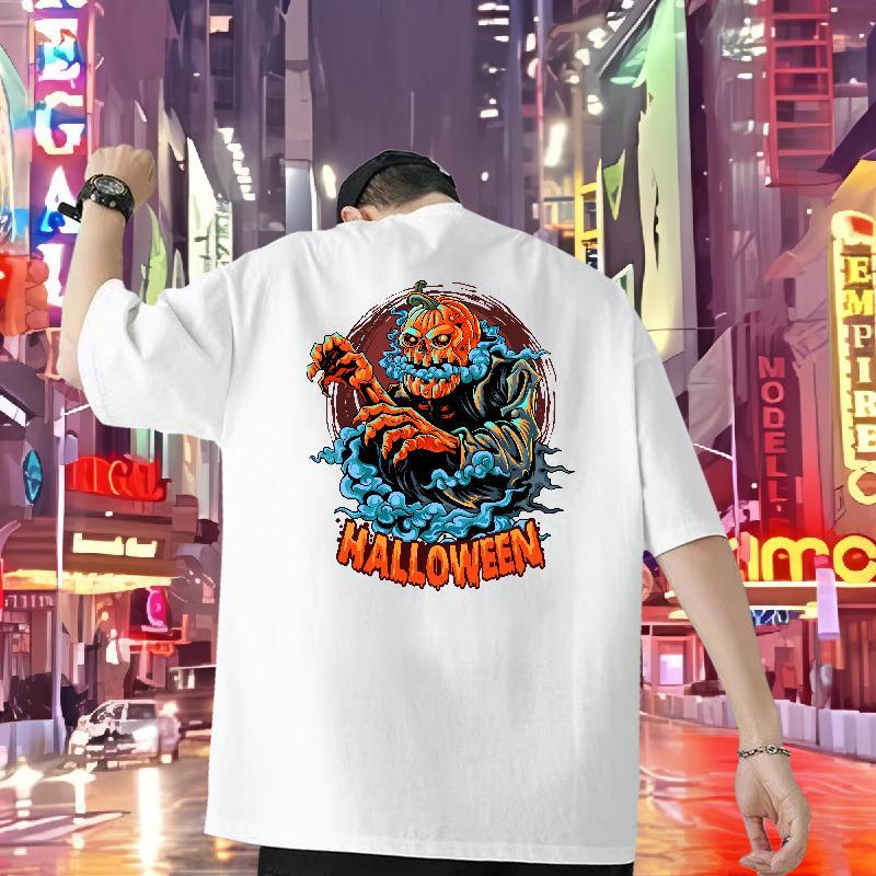 Customized T Shirt For Man 230g 100% Cotton Halloween Casual Daily Wear Polos Breathable Crew Neck Soft Tshirts Custom Big Size