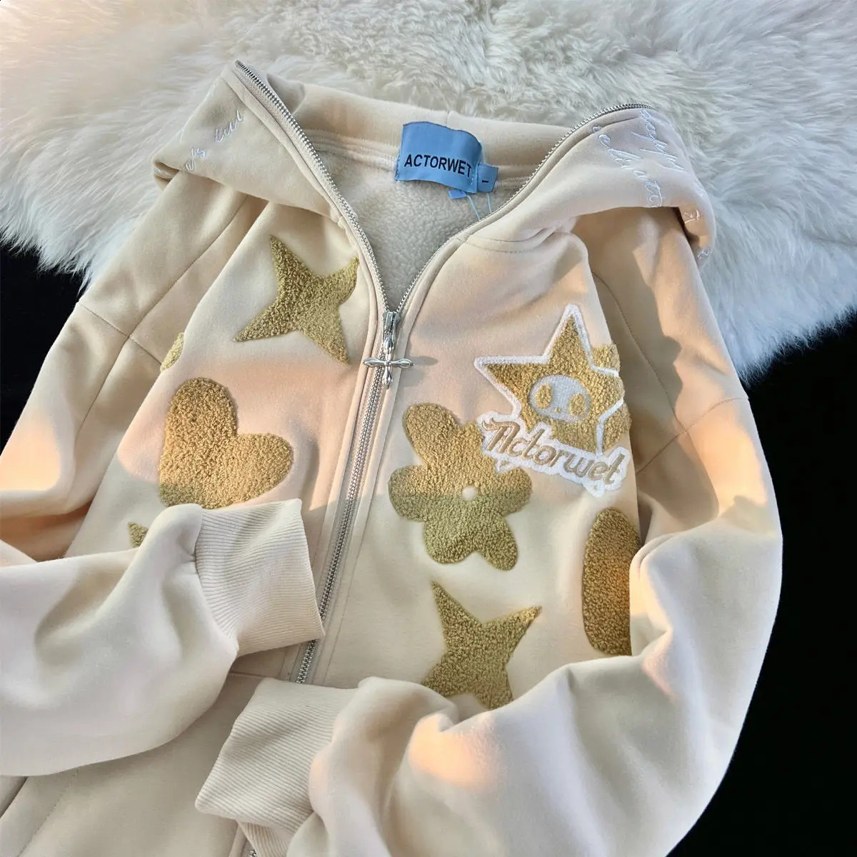 Y2K Oversized Coat Mens Personality Print Womens Hoodie Fashion Punk Harajuku Couple Zip Up Hoodie Tops Kawaii Clothes 240806