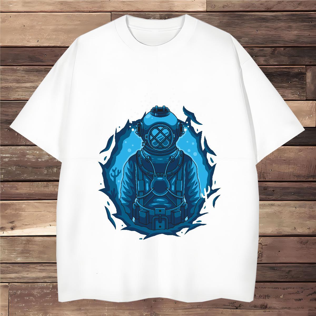 T-Shirts for Men 230g 100% Cotton outer space Outdoor Breathable Short Sleeve Custom Print Plus Size Tshirt for Man Woman Fashion Design Cool Tees