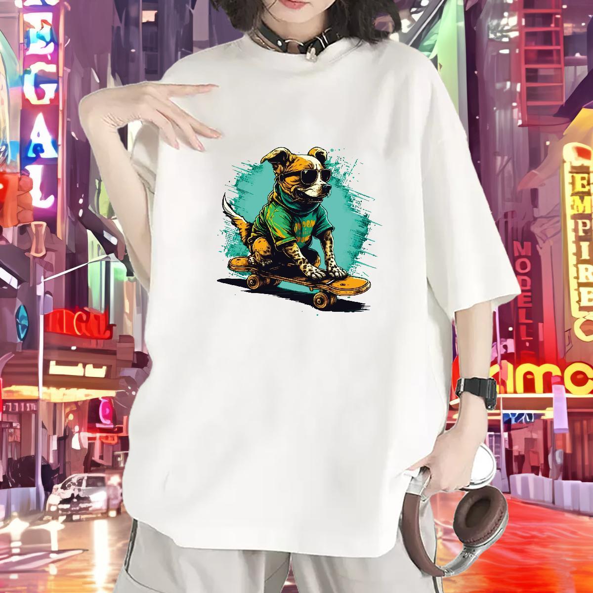 Loose fit Woman T Shirts Breathable Short Sleeve Unisex Tshirts Customized Print dog Daily Wear 230g Pure Cotton Designer Top Tees