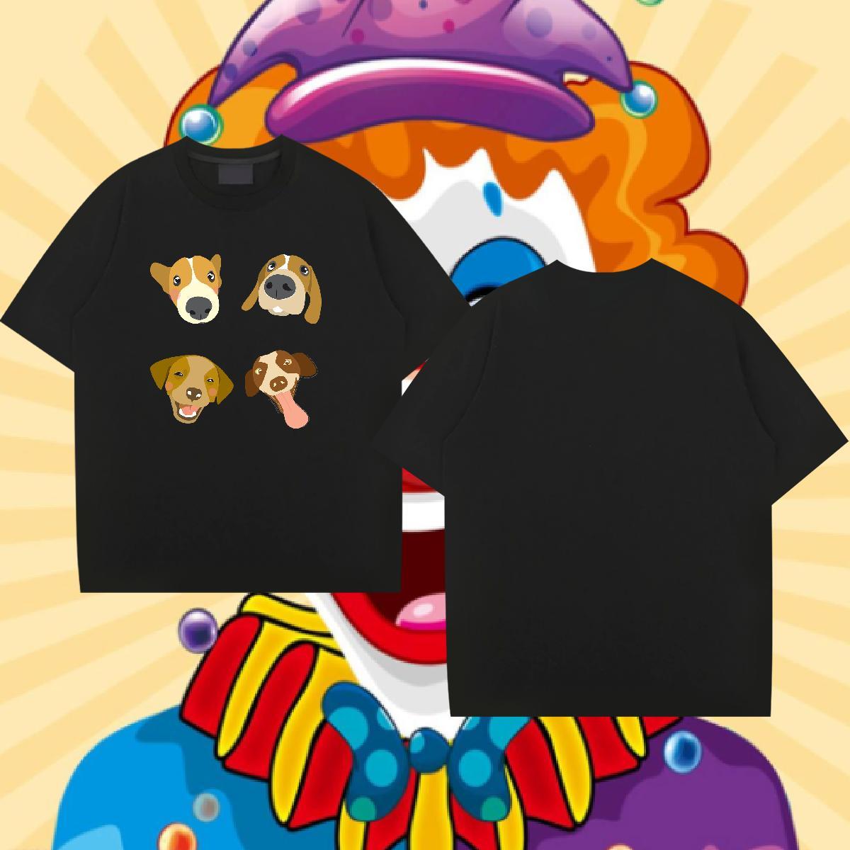 Fashion Casual T-Shirts for Men 230g 100% Cotton dogs Daily Outfit Tees Shirts Breathable Short Sleeve Designer Tshirts Skull
