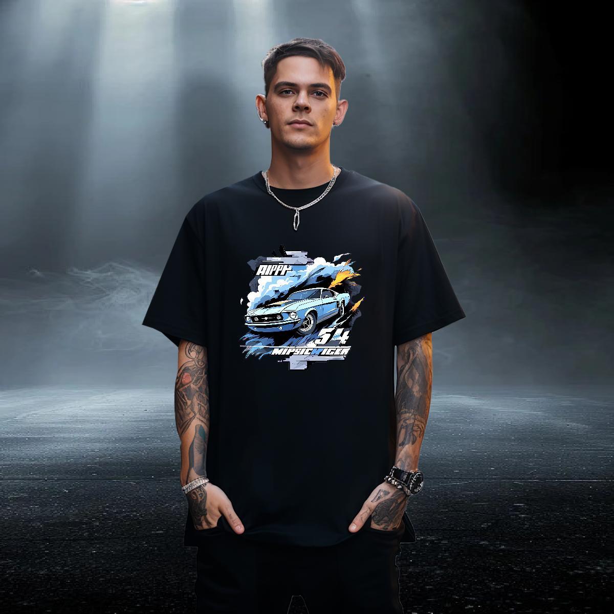 Cool Design Mens Tshirts 100% Cotton 230g Street Casual car DIY Printed Breathable Short Sleeve New T Shirt For Man Tops Shirt