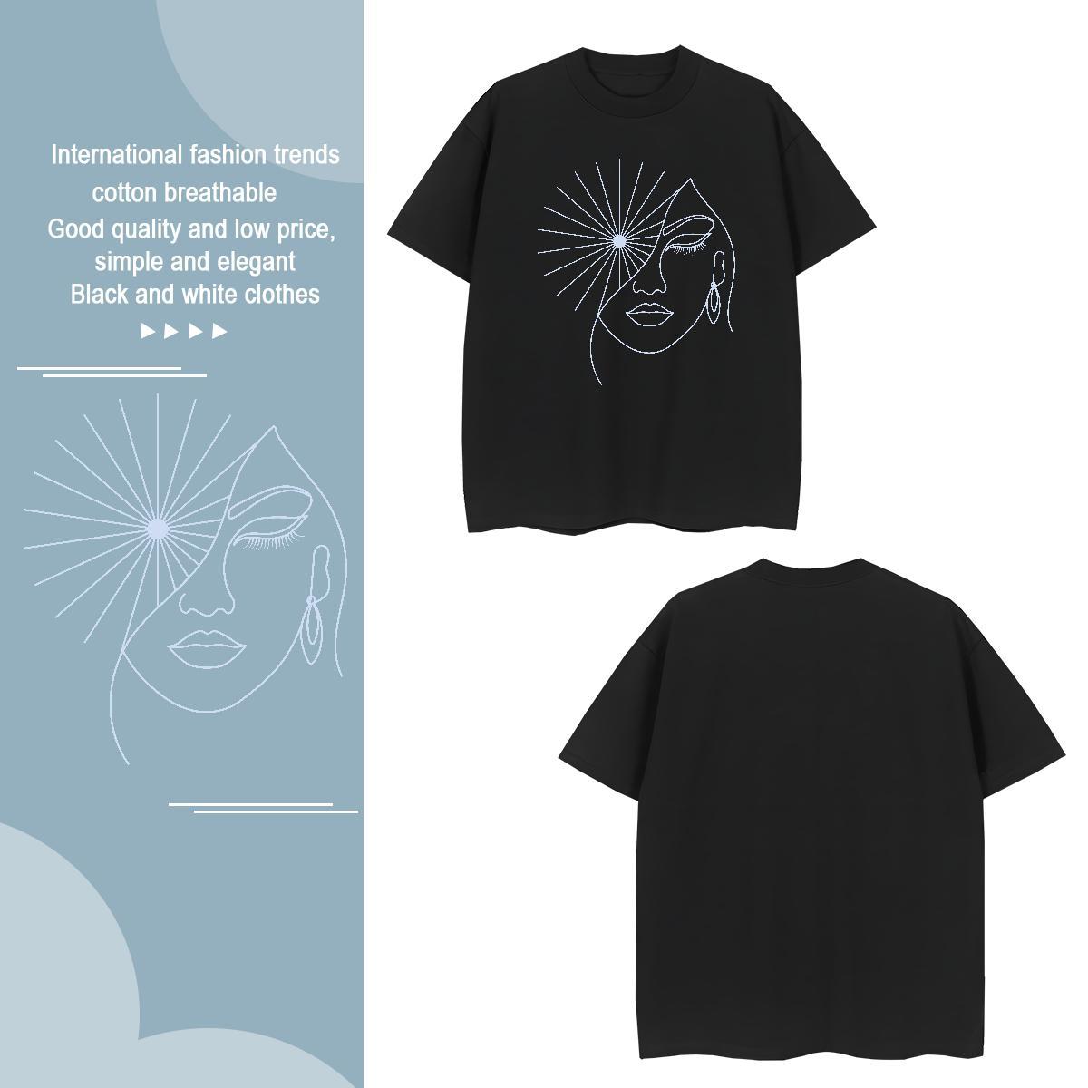 T Shirts Men 230g 100% Cotton portrait High Street Hip Hop O Neck Short Sleeves Graphic Men Tops Tees Classic Loose Fit Tops Shirt