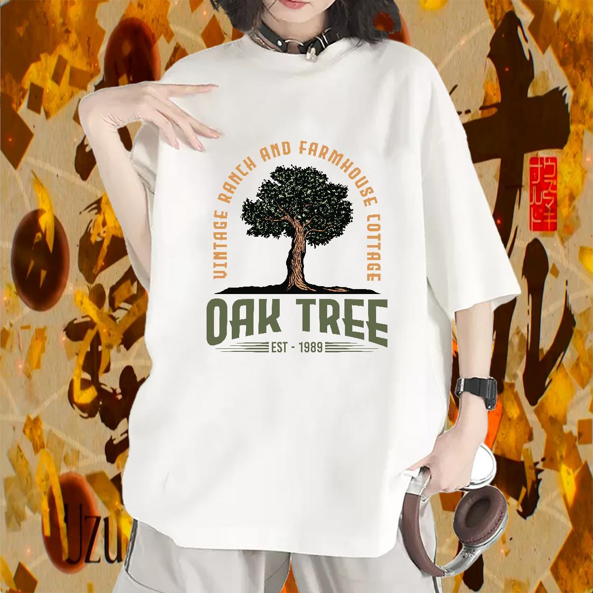 Popular T Shirt For Woman Comfortable Woman Tshirt Custom Print Plus Size tree Daily Wear 230g Cotton Casual New Clothes Shirt