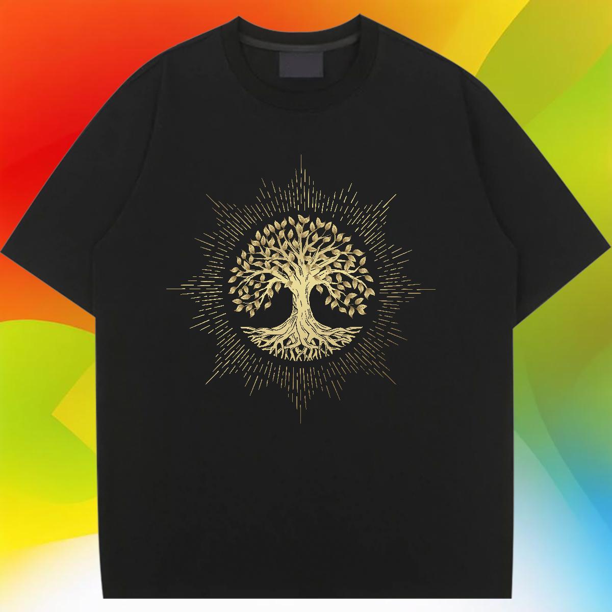 Loose Womens T Shirts Round Neck Short Sleeve Women Tshirts Skull tree Daily Outfit 100% Cotton 230g 2024 Top Shirts