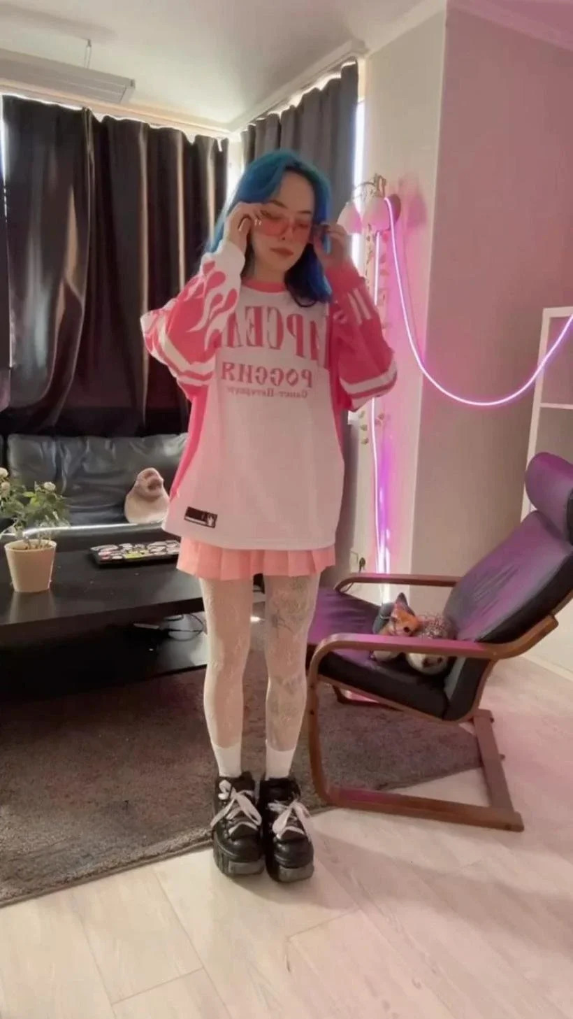 Y2K Gothic fashion hip-hop trend long sleeved hoodie T-shirt street wear casual loose baseball top aesthetic anime clothing 240806