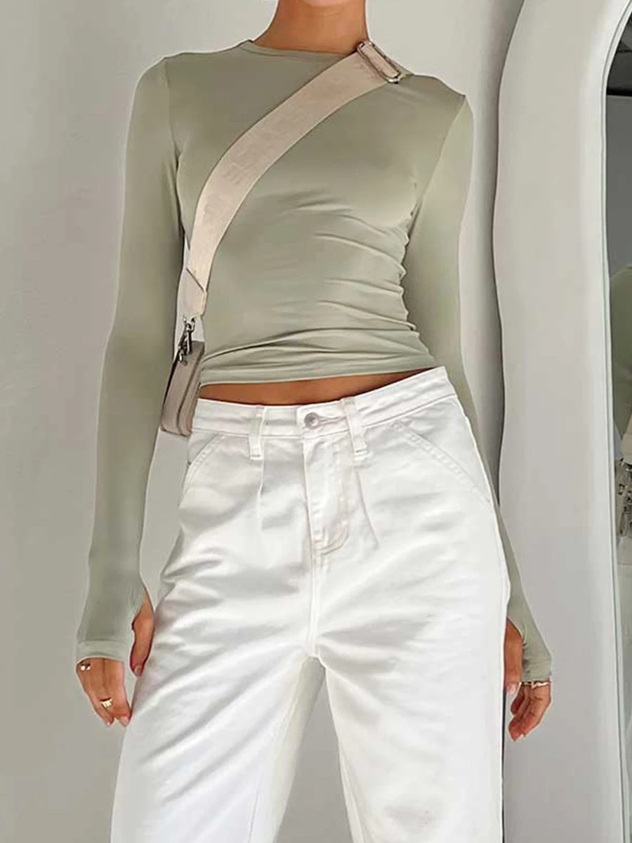 Long Sleeve T Shirt Women Spring Autumn Slim Fit Pullovers T-shirts Streetwear Female Pullovers Basic Tee Y2k Clothes Crop Tops 240806