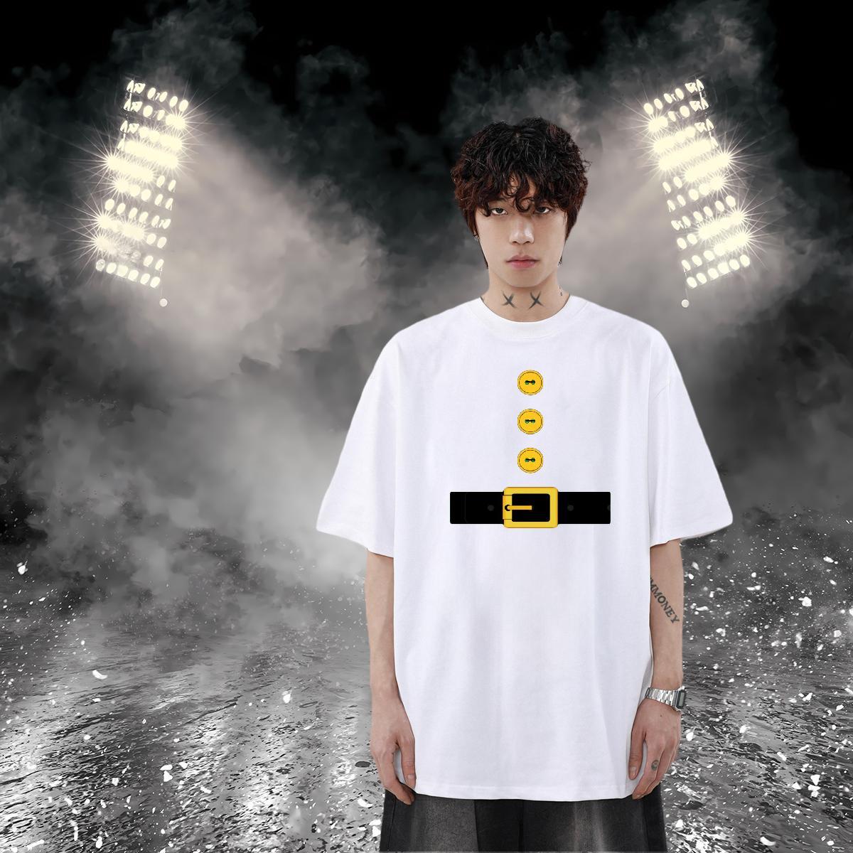 Customized Mens T Shirts 100% Cotton 230g Christmas Hip Hop Street Clothings Round Neck Short Sleeve Wholesale Men Tshirts Black Oversized