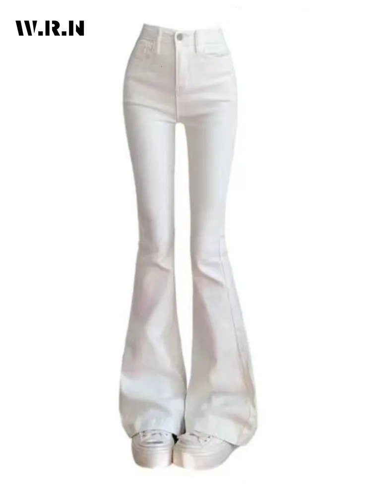 Summer Retro Harajuku Sheath High Waist Flared Jeans Female Y2K Streetwear Style Pants Womens Vintage Slim Denim Trouser 240806