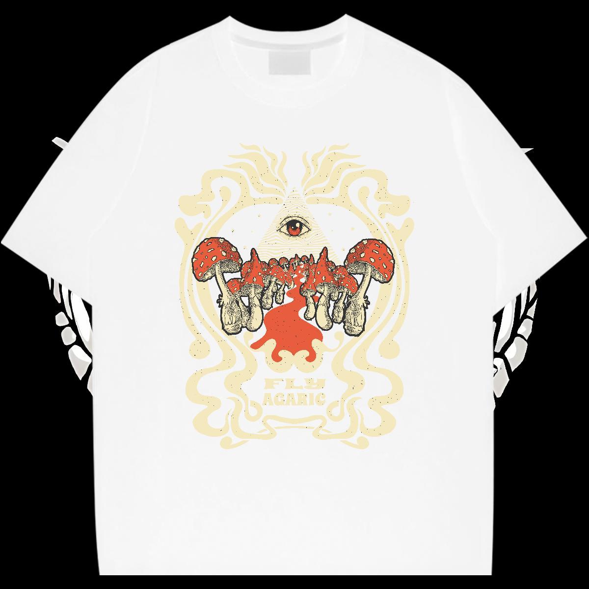 Custom Men T Shirts 230g 100% Cotton mushroom Daily Wear Tshirts O Neck Short Sleeves Free Shipping Men Tops Tees Oversized 4XL