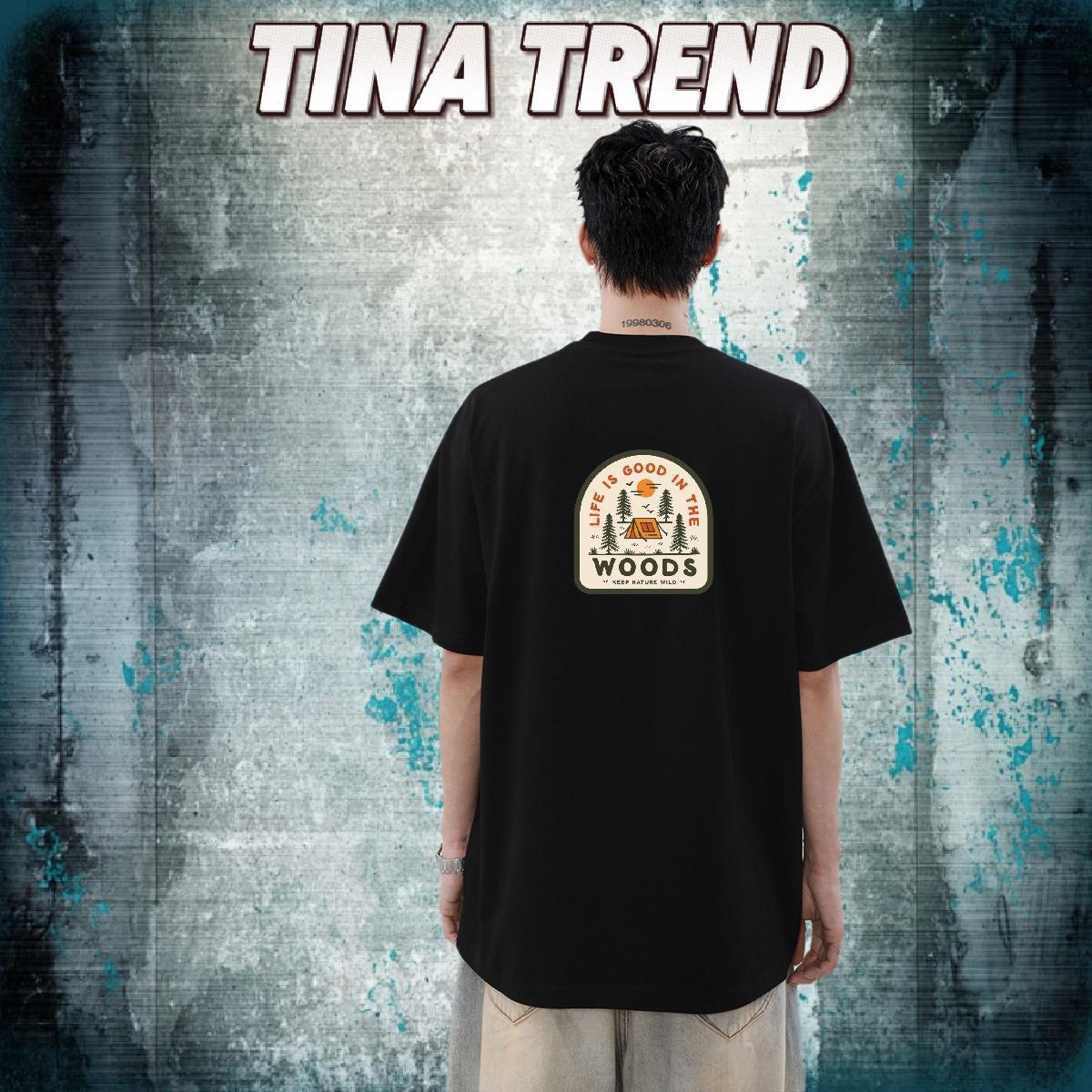 Designer Fashion Man T Shirts 230g 100% Cotton tree High Street Hip Hop Tops Crew Neck Brand Tshirt for Man Woman Black Oversized