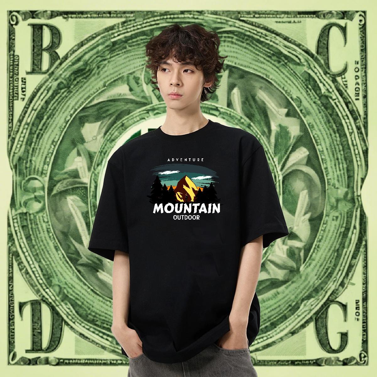 Cool Design Men Clothes T-Shirt 230g Pure Cotton Street Casual mountains White Plus Size Breathable Short Sleeve DIY Customized Men T Shirts Tshirts