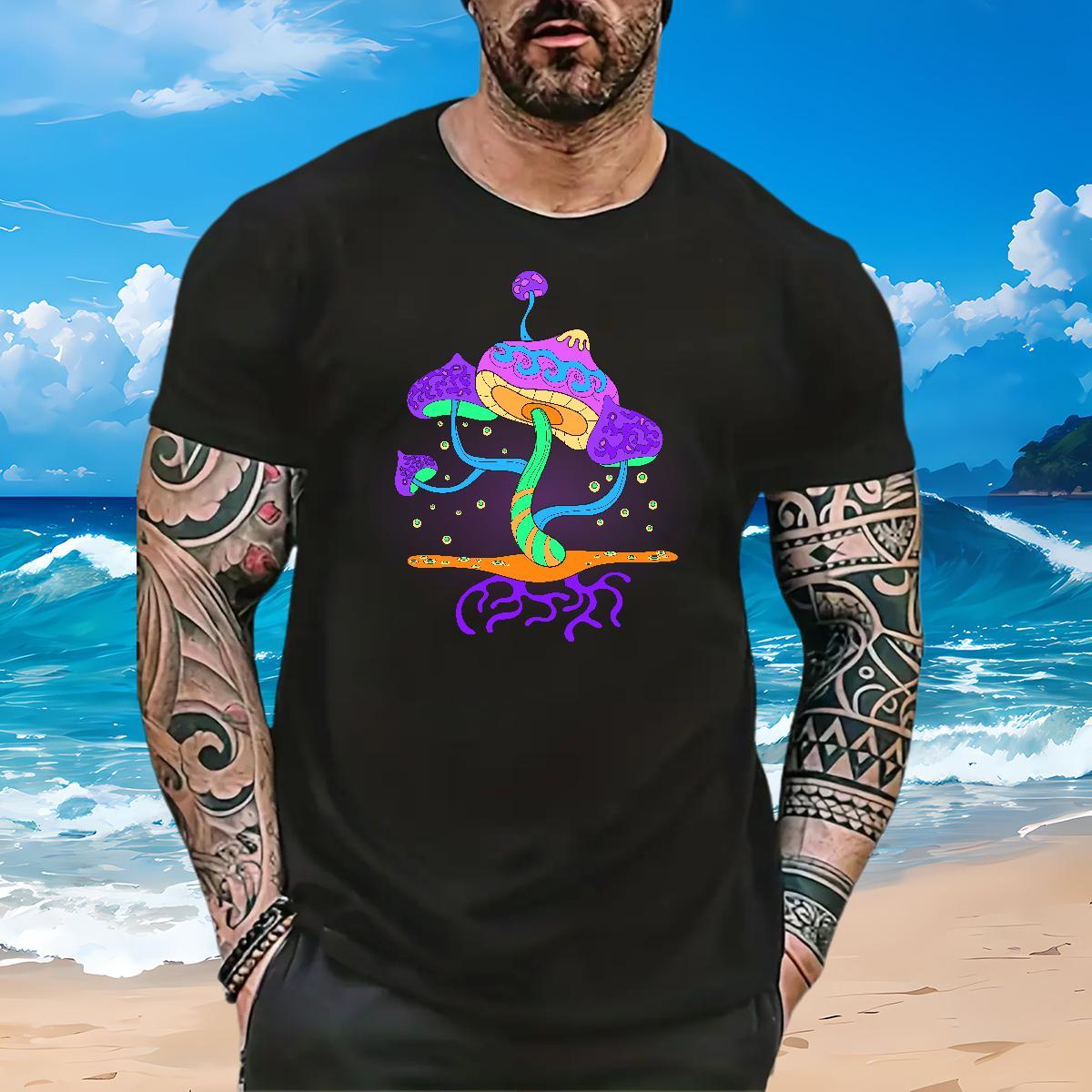 Customized T shirt 230g Cotton mushroom Sport Wear Breathable Short Sleeve Soft Tshirts Cartoon Print