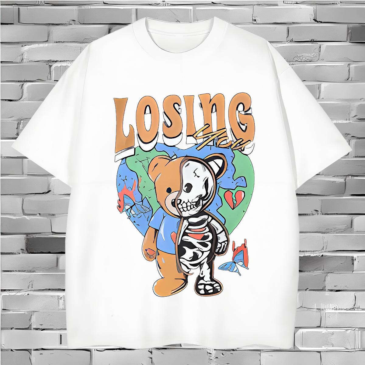 Designer Men Tshirts 230g Cotton bear T Shirts Men Spring Summer Breathable Short Sleeve Oversized 4XL 2024 Tee Shirt
