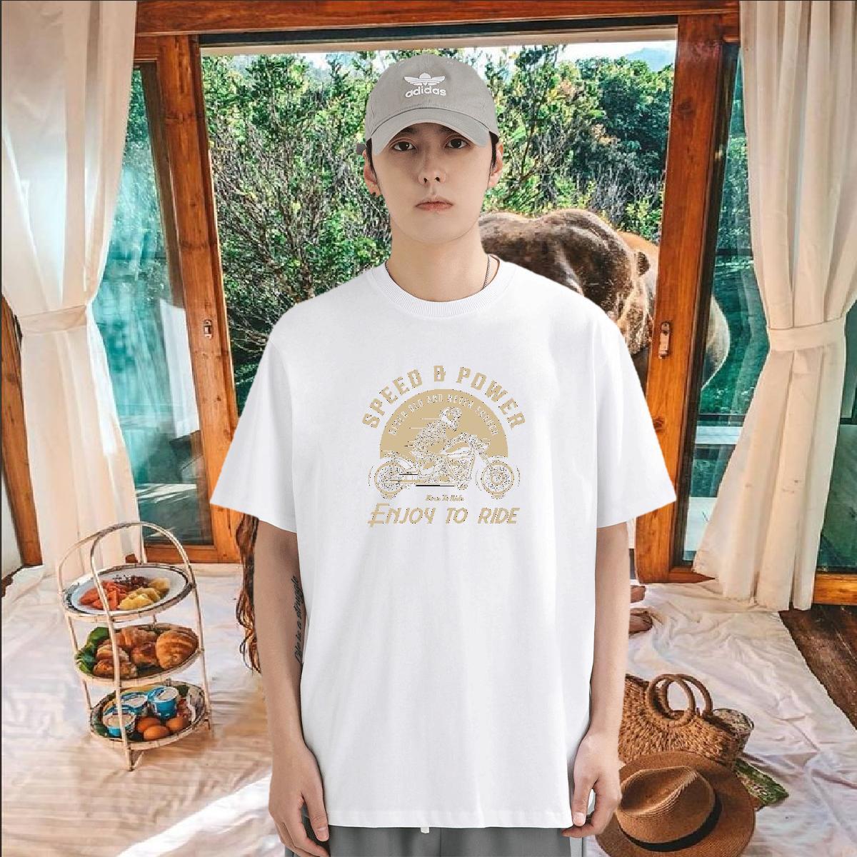 Free Shipping T-Shirts for Men skull Tops 100% Cotton 230g Street Wear Classic White Plus Size Short Sleeve O-Neck Men Tshirts
