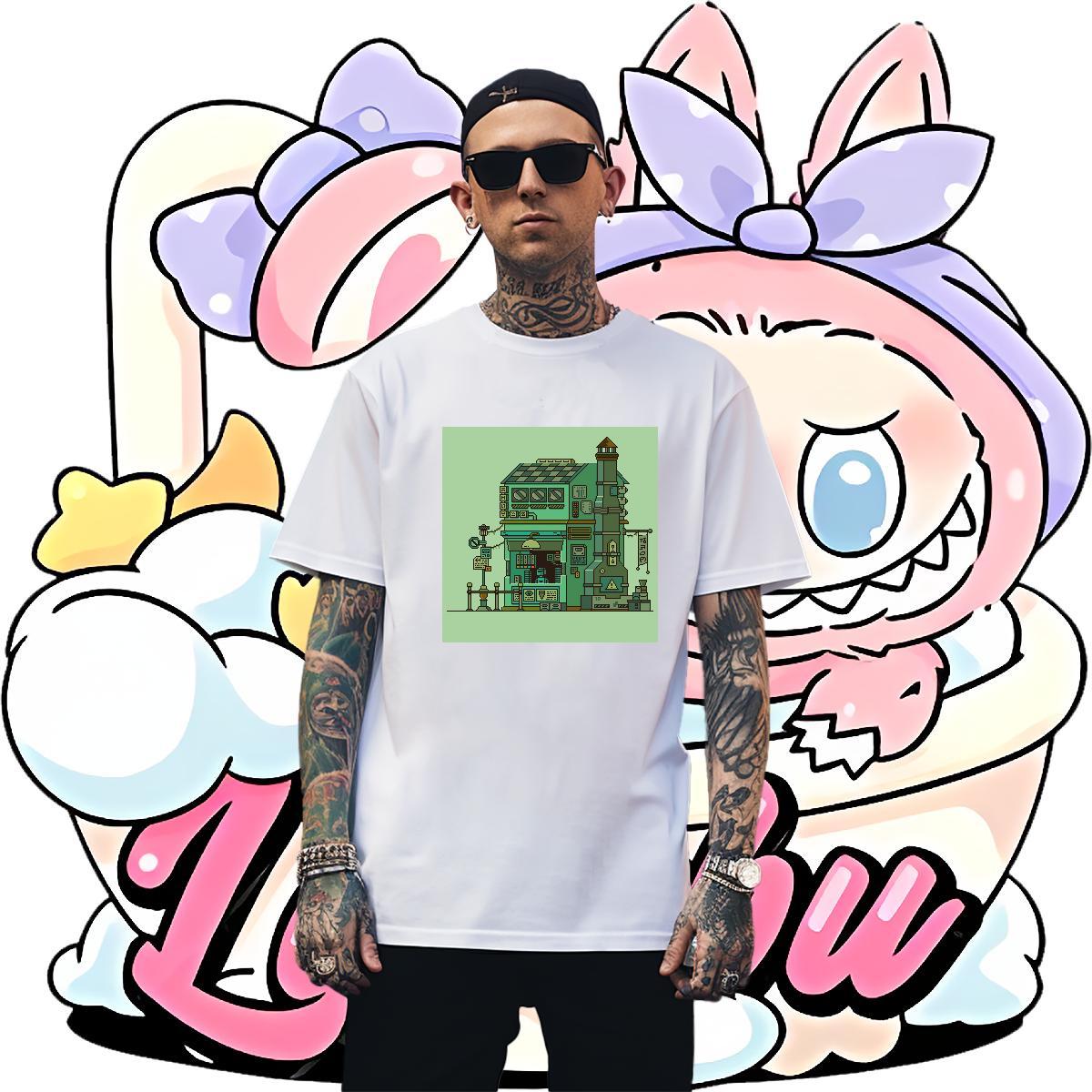 Brand Men Clothes T-Shirt 100% Cotton 230g Outdoor robot DIY Breathable Casual New T-Shirts Tee Shirt