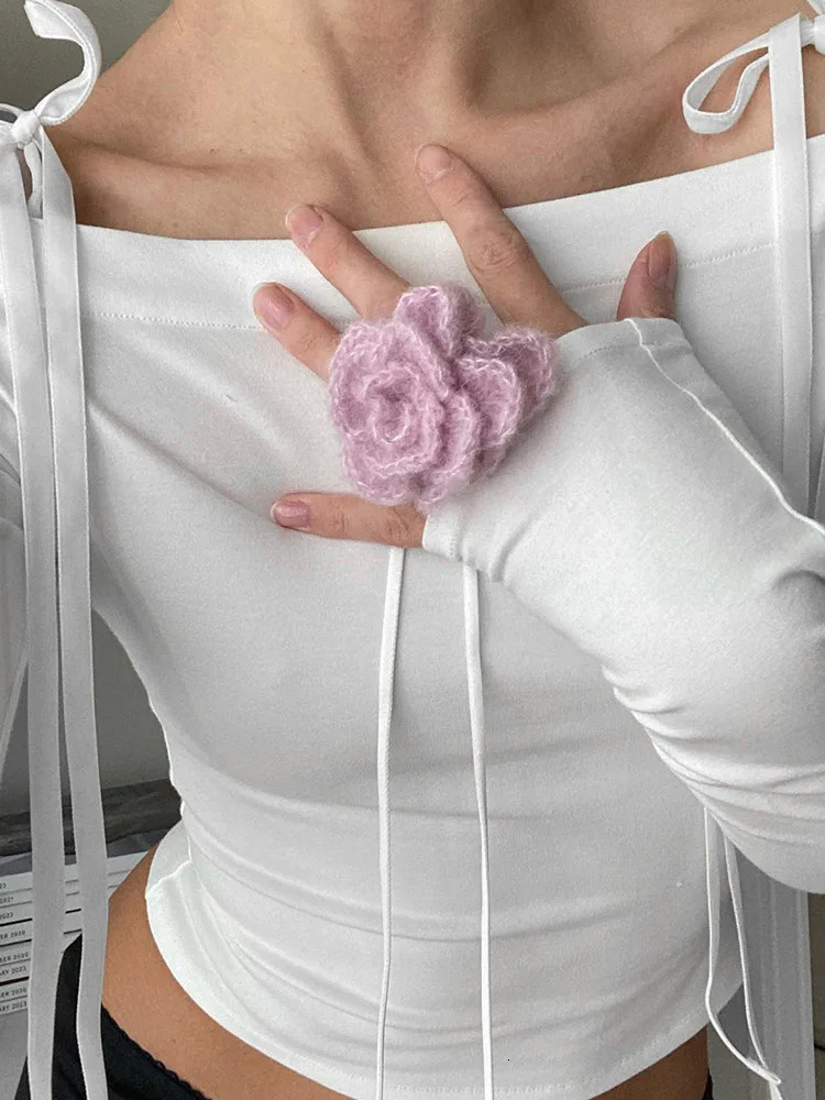 Sexy Bow Off Shoulder Skinny Tops for Women Autumn Winter Y2K Fashion Long Sleeve T-shirts Solid Basic Streetwear 240806