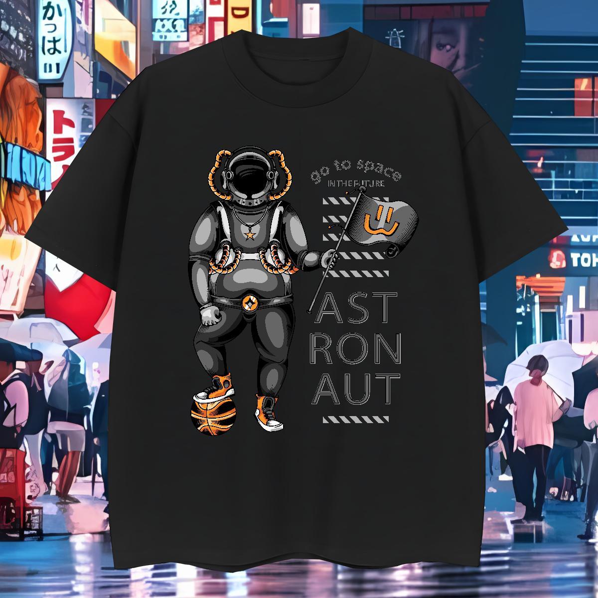 T Shirt For Man 100% Cotton 230g universe Home Outdoor Breathable Crew Neck Oversized 4XL Men Tops Tees Fashion High Quality Tee Shirt