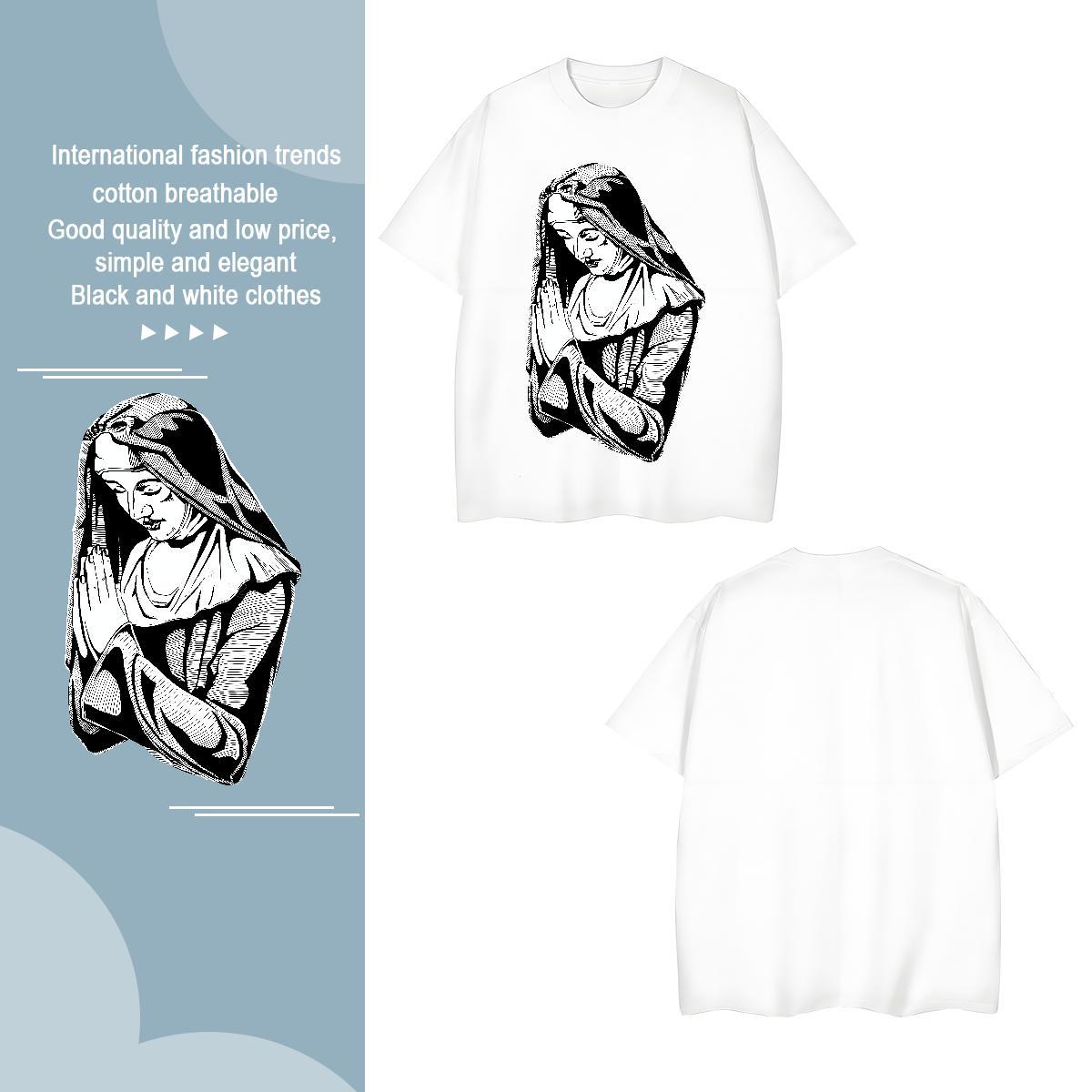 T shirt 230g 100% Cotton nun Outdoor Round Neck Short Sleeve Oversized 3XL 4XL Tshirt for Man Woman Designer Fashion Cool Clothings