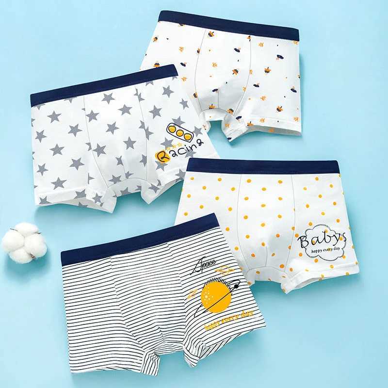 3/4 pieces/set of childrens underwear boys underwear cotton printed breathable childrens shorts boys underwear 2-15YW240715