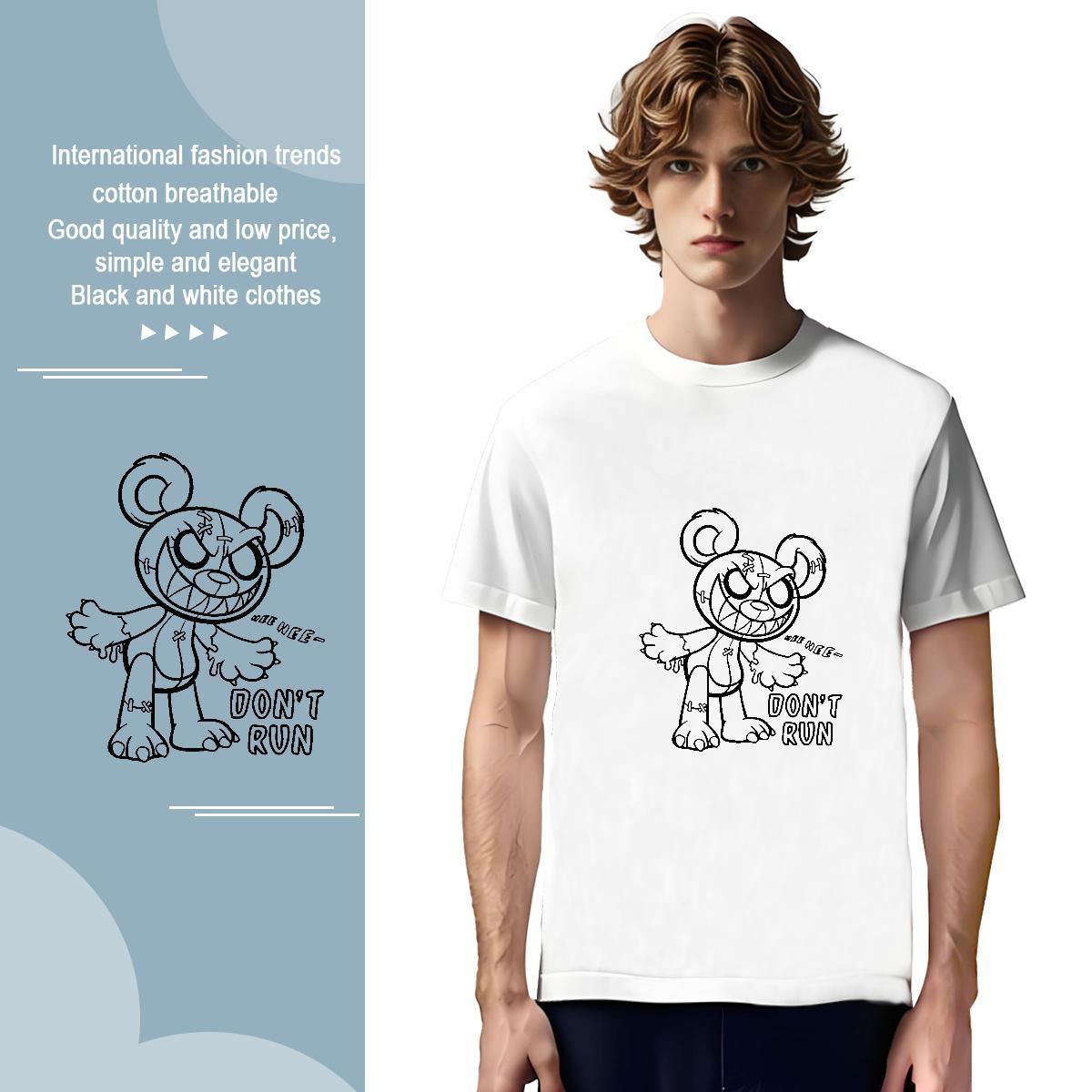T Shirt For Man 230g Cotton bear Sport Breathable Crew Neck Custom Printed Men Clothes T-Shirt DIY Cool Design Wear