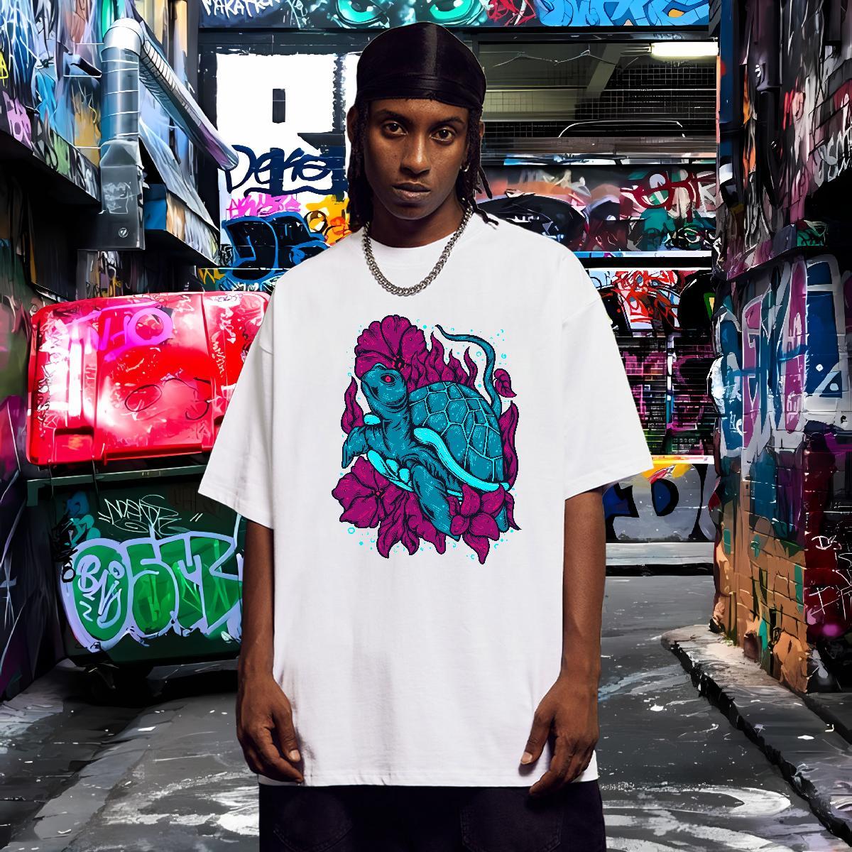 Free Shipping Man T Shirts 230g Cotton High Street Hip Hop Tops Shirt Round Neck Short Sleeve Brand Men Clothes T-Shirt Custom Printing