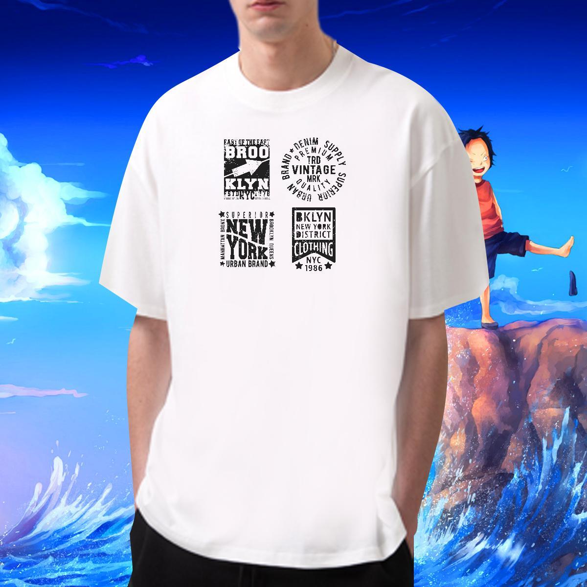 Classic Men Tees 230g Cotton Outdoor letter Anime Crew Neck Fashion Men T Shirts Tee Shirt