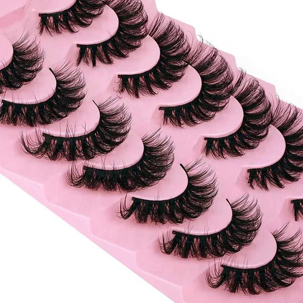 7 pairs of fake eyelash curlers artificial mink fur fluffy eyelashes dramatic D-curls 18mm thick eyelashes W240803