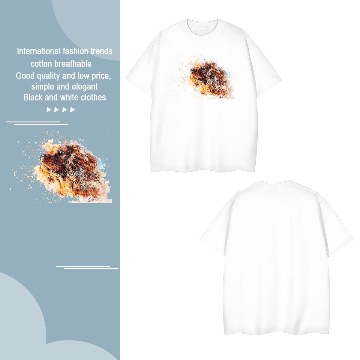 Comfortable Couples T Shirts 230g 100% Cotton dog Men T Shirts Casual Breathable Short Sleeve DIY Designer Tees