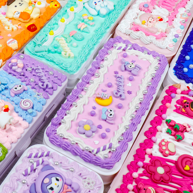 Cream Gel Stationery Box Material Pack DIY Handmade Pencil Box Internet Celebrity Creative Children's Puzzle Toy Set