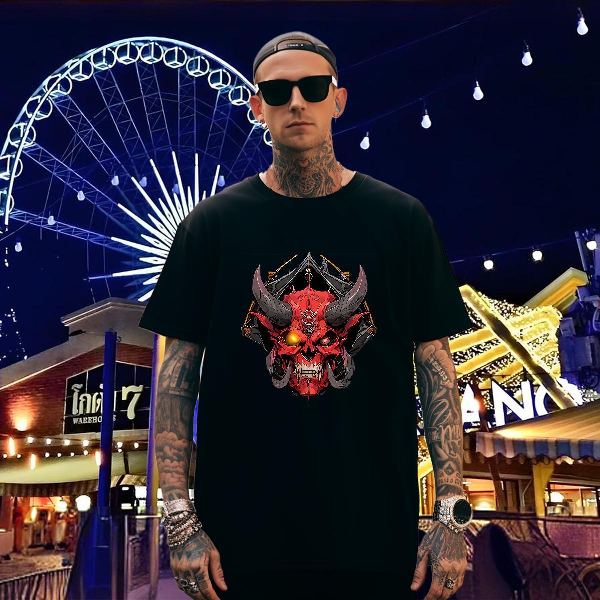 T-Shirts for Men 230g Pure Cotton Terror Street wear Hip Hop Short Sleeve Soft Anime Print Tshirt for Man Woman 2024 Designer Tops Shirt