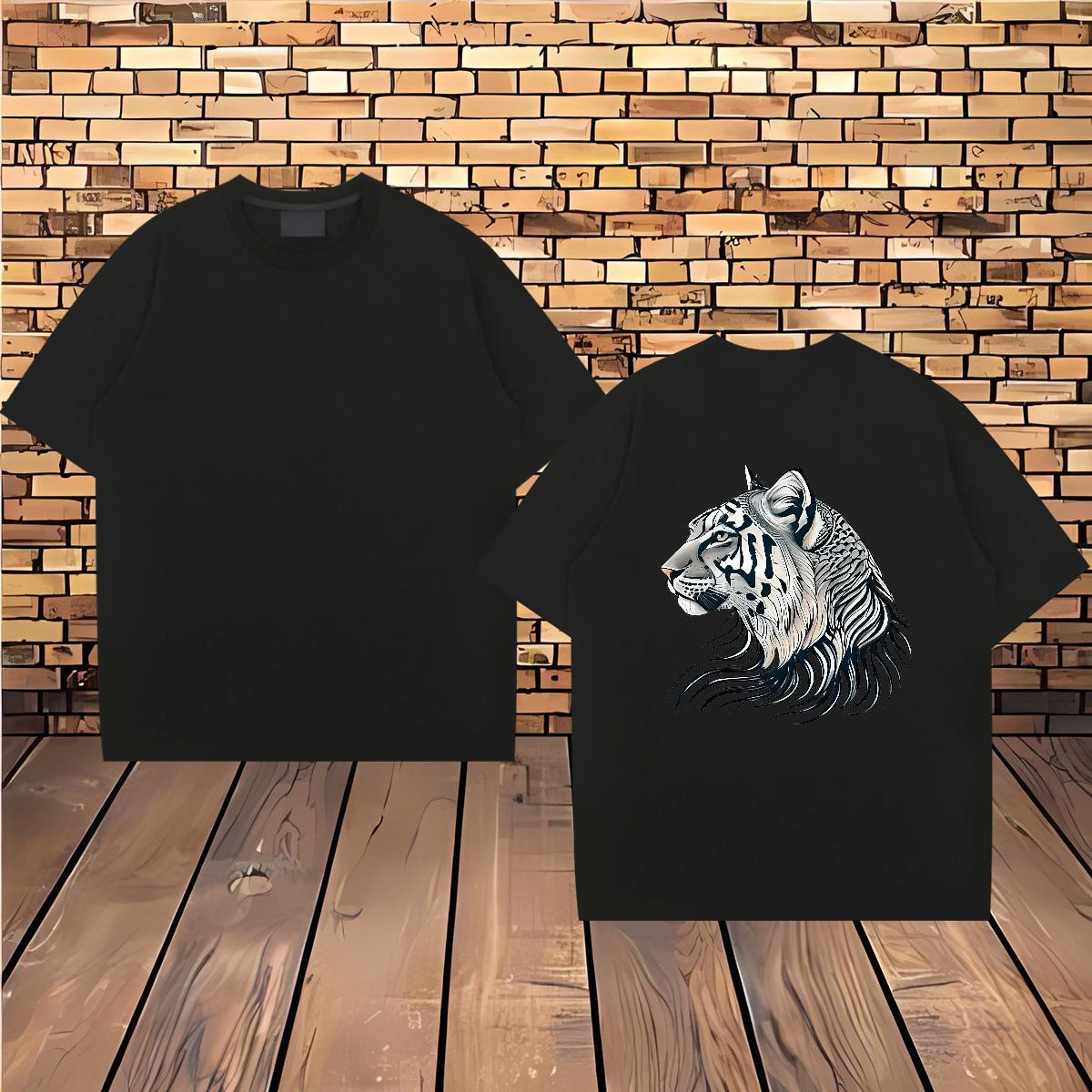 Designer Fashion T-Shirts for Men 230g Cotton tiger Beach Tee Shirt Breathable Short Sleeve High Quality Men Tshirts Skull