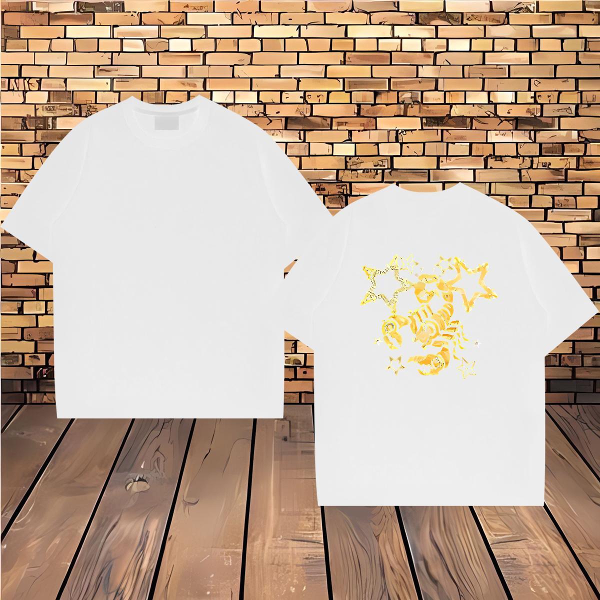 Fashion T-Shirts 230g Pure Cotton scorpion Street Wear Polos O-Neck Short Sleeve Classic Tshirts Black White