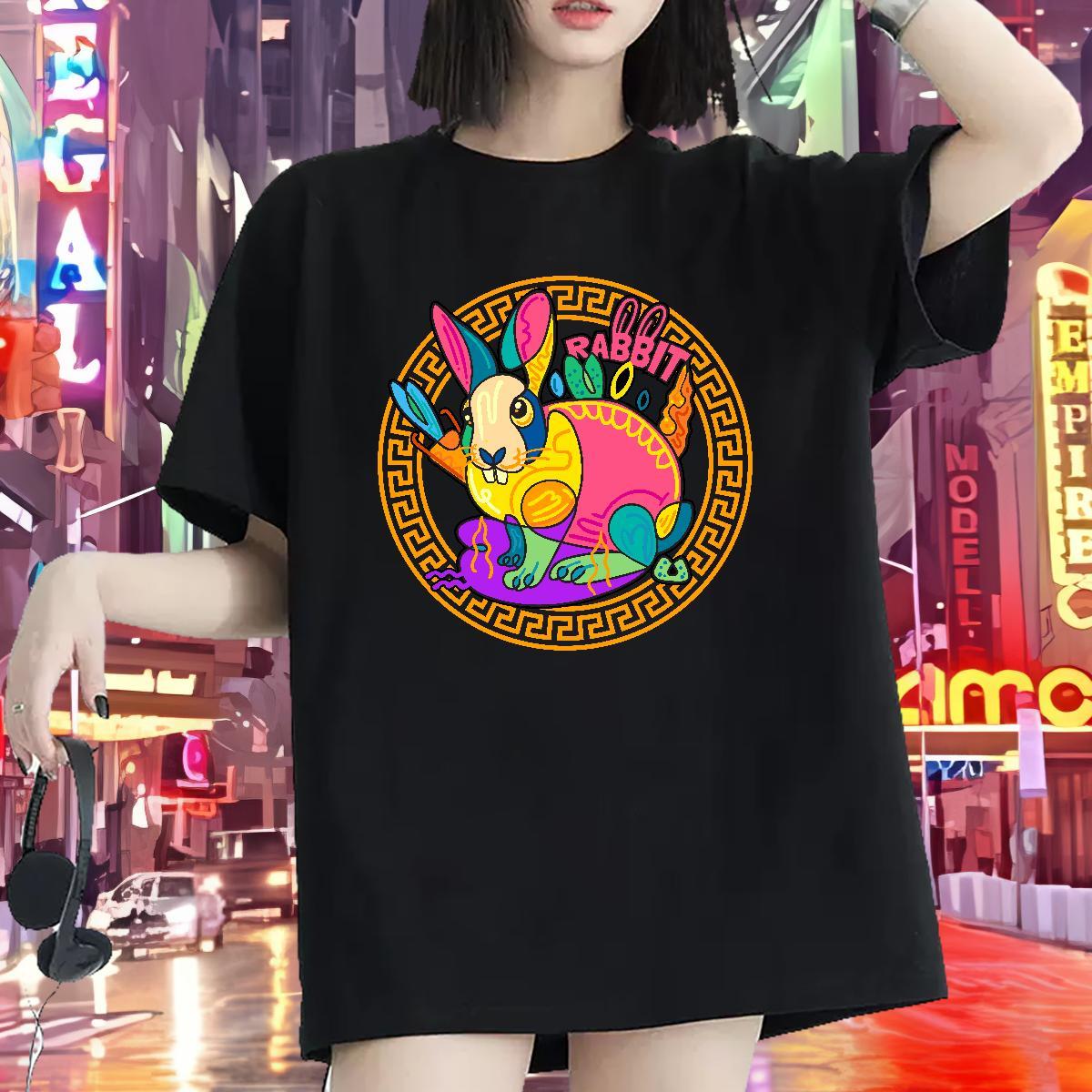 Brand T-Shirts Breathable Crew Neck Tshirt for Man Woman Skull rabbit Street Casual 230g Cotton Fashion New Tshirts